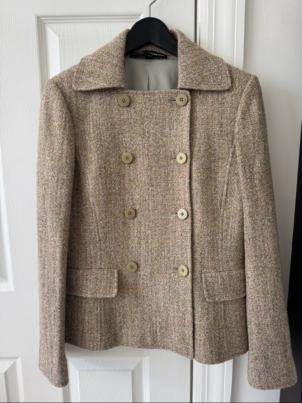 LINDA ALLARD ELLEN TRACY TWEED WOOL BLEND BLAZER